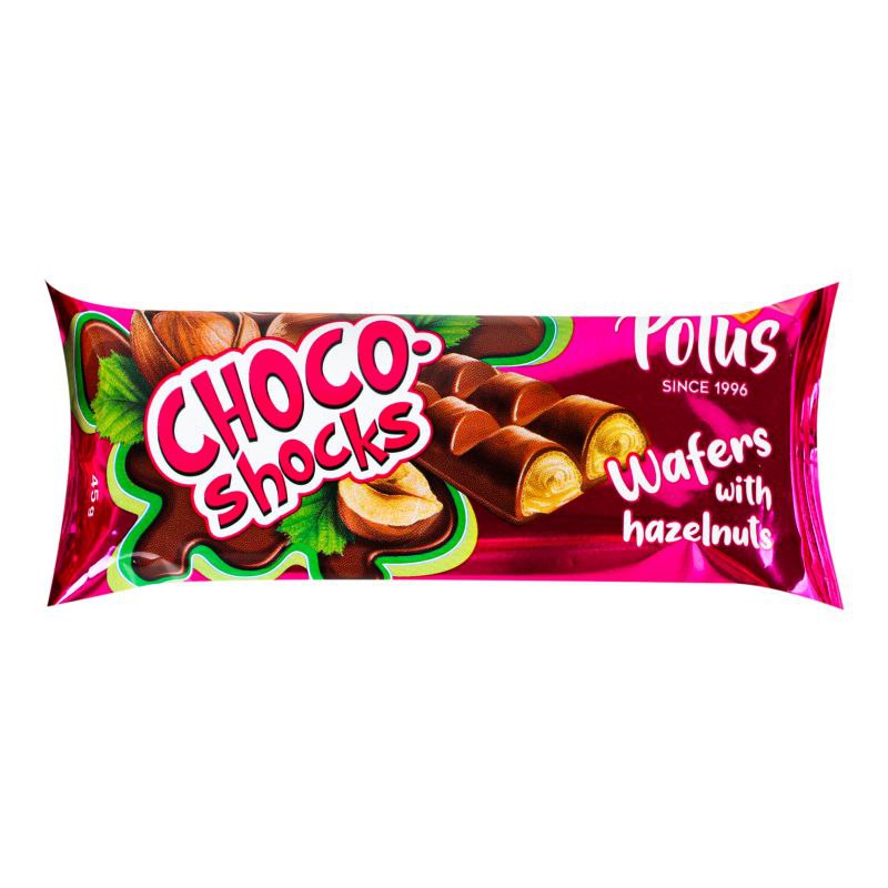 Батончик вафельний POLUS Choco-shocks з горіхом фундук 45г